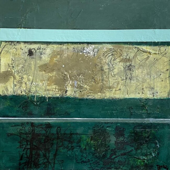 #1145 Green 24x24 acrylic cradled wood panel, 2022