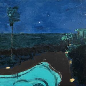 #1262 Night Pool Stars 24x24 acrylic cradled wood panel, 2024
