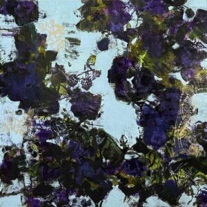#1299 Speaking of Dragons & Bumblebees 30x30 mixed media cradled wood panel, 2025