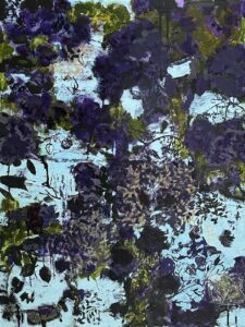 #1301 Speaking of Dragons & Bumblebees 30x40 mixed media cradled wood panel, 2025